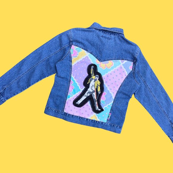 SOLD Handmade, Upcycled Freddie Mercury, Queen Denim Jacket Size XL - Picture 3 of 4
